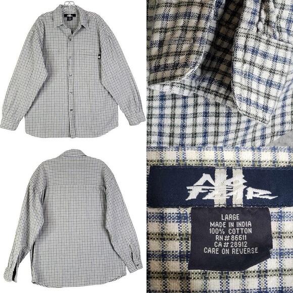 No Fear Shirt Men’s Size Large L Blue Plaid Long Sleeve Button Up Vtg Y2K - Picture 1 of 11
